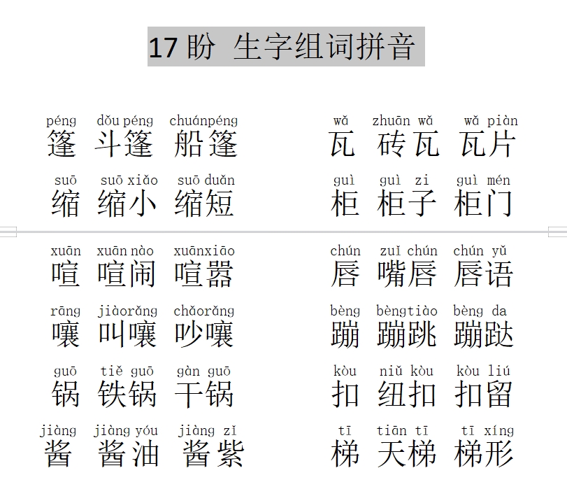 17盼 生字组词拼音