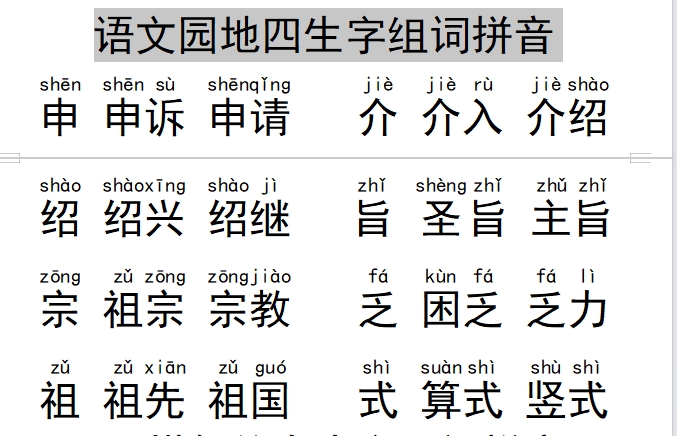 三年级语文上册语文园地四生字组词拼音