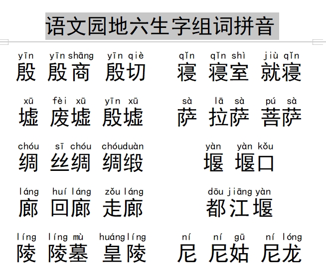 四年级语文上册语文园地六生字组词拼音