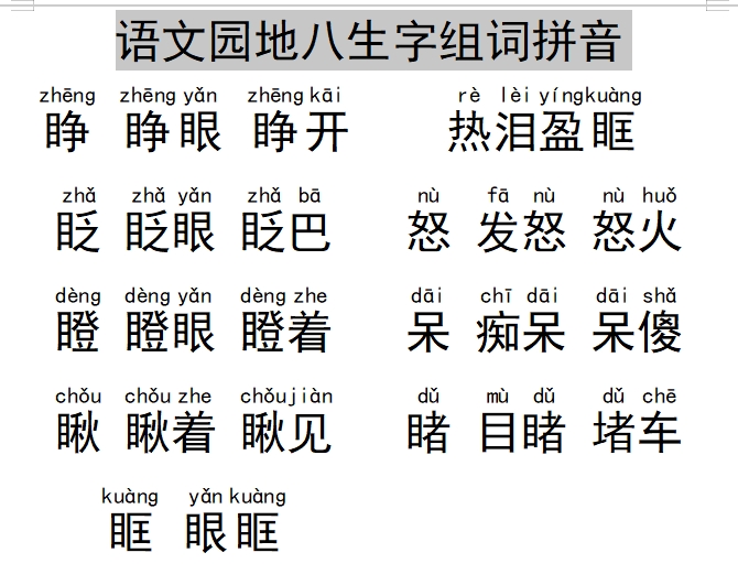 三年级语文上传语文园地八生字组词拼音