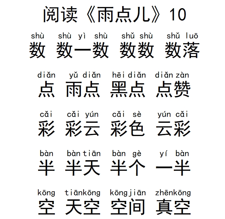 一年级语文上册生字表 全册280个会认字组词与拼音